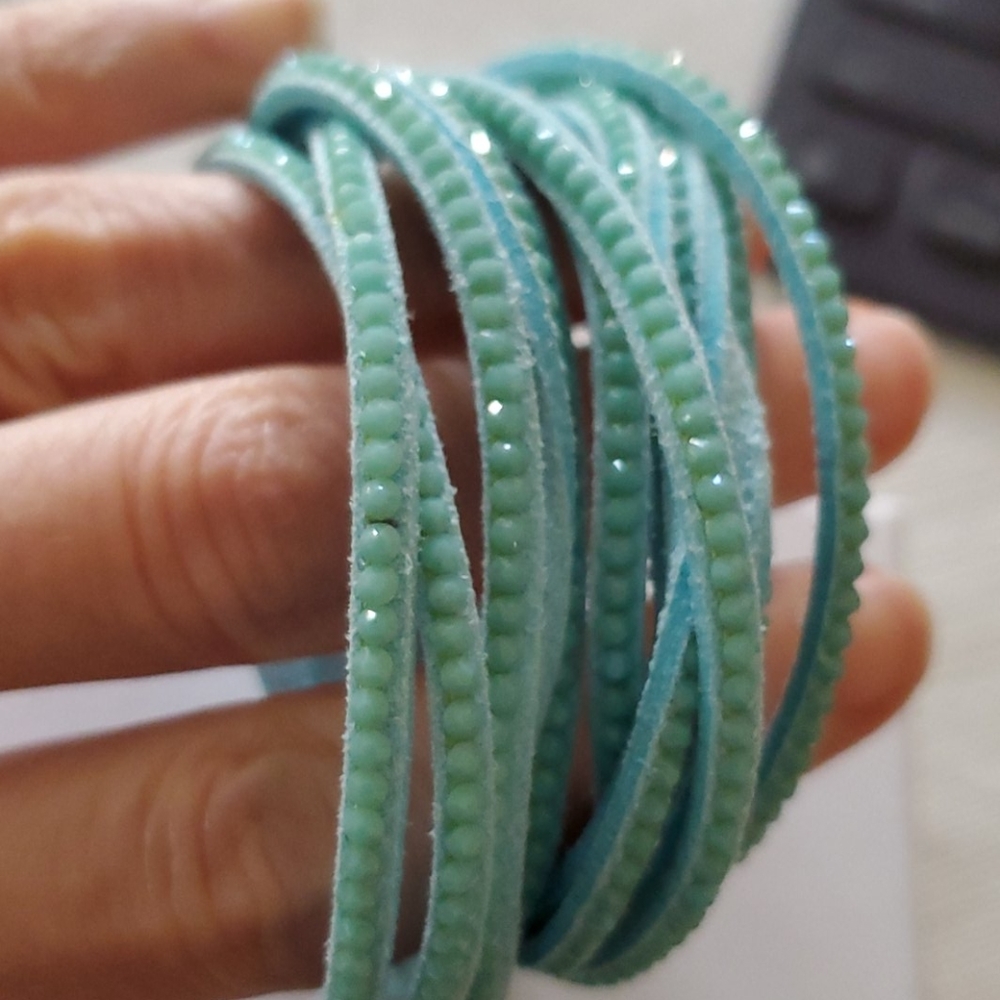 Turquoise beaded wrap around bracelet.